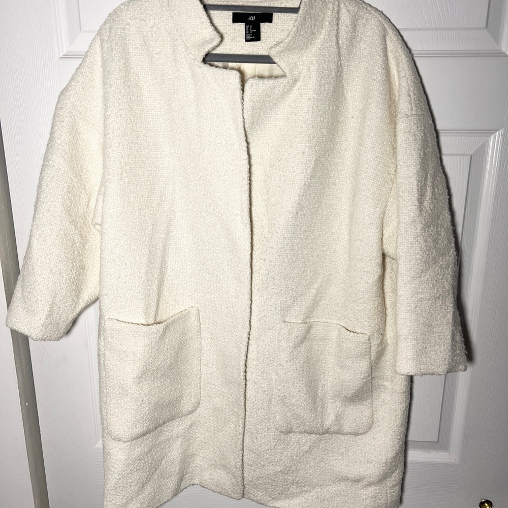 H&M cream 3/4 sleeve overcoat